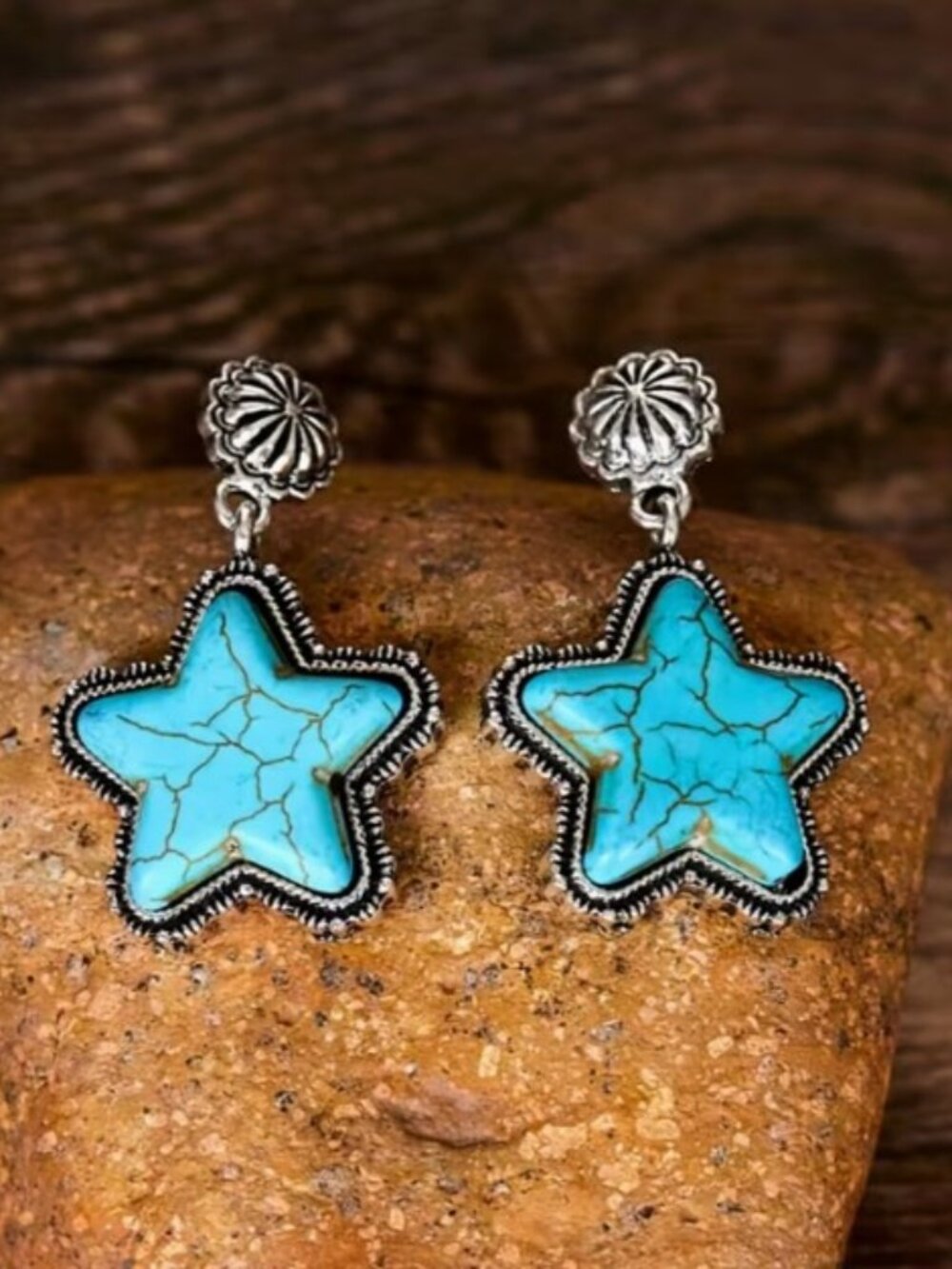 Boho Western Turquoise Star Dangle Earrings (NEW & SO CUTE!)